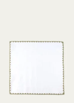 Rosi CollectionMen's Linen Embroidered-Trim Pocket Square