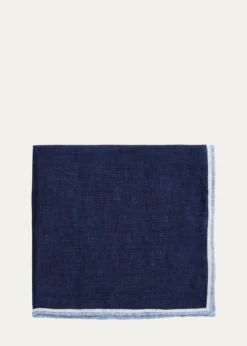 Rosi CollectionMen's Linen Stripe-Trim Pocket Square