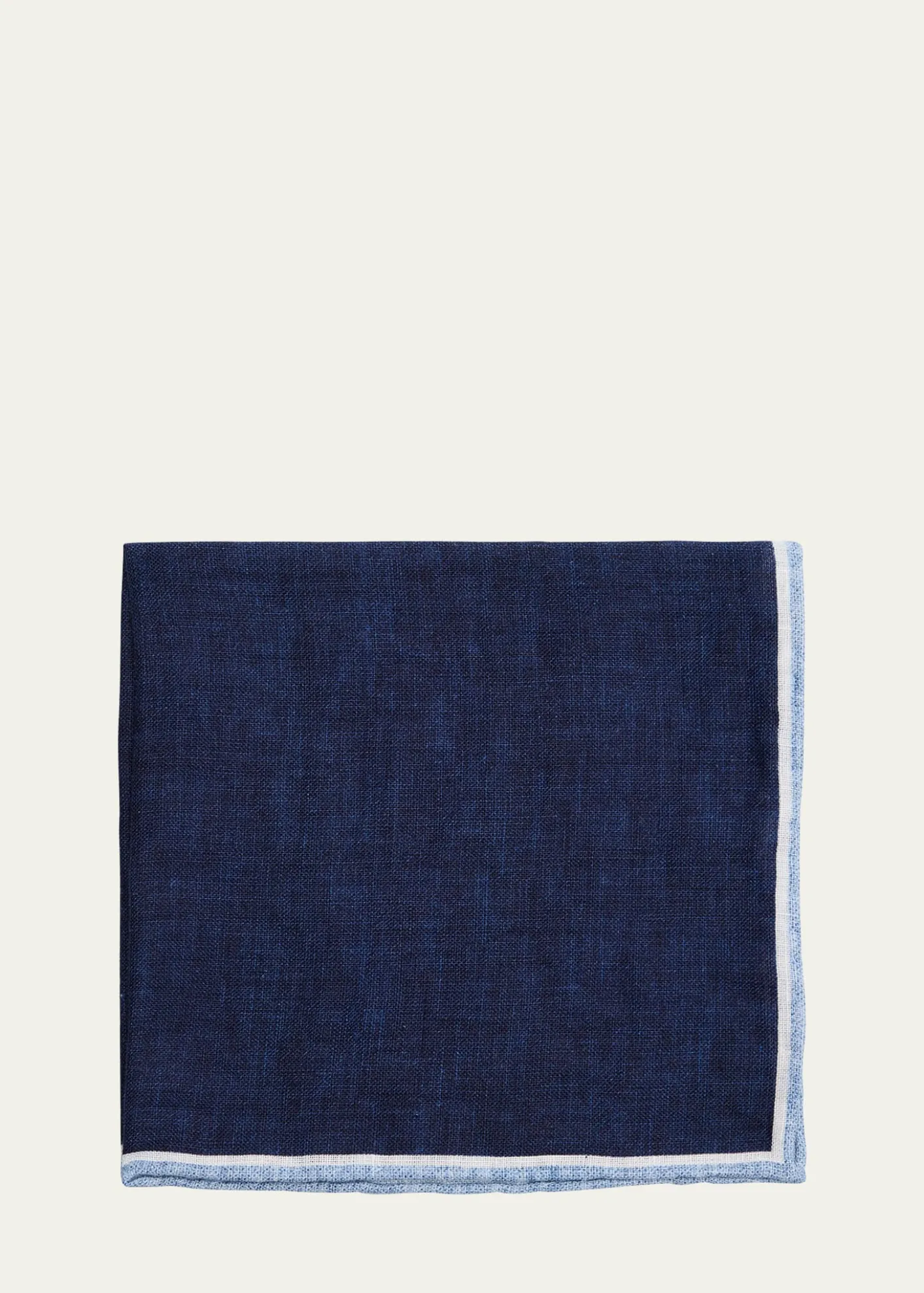 Rosi CollectionMen's Linen Stripe-Trim Pocket Square