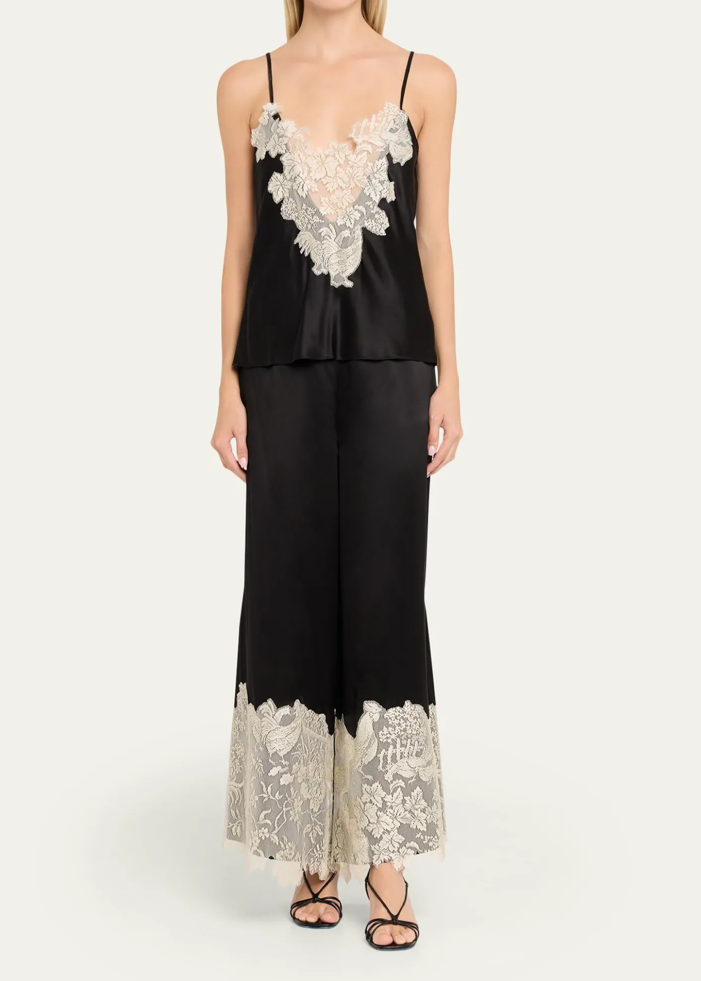 Rosie AssoulinChicken Lace Inset Satin Cami Top