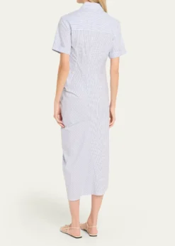 Rosie AssoulinGathered Ruffle Striped Cotton Midi Shirtdress