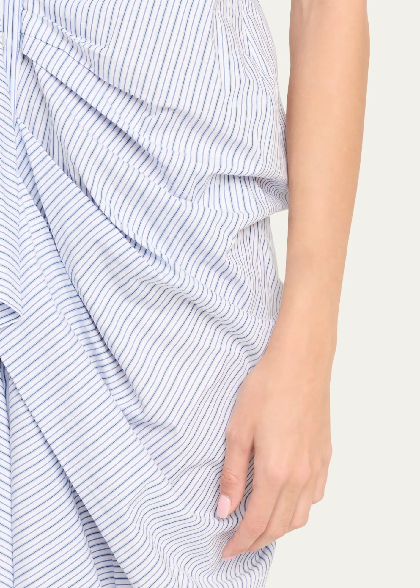 Rosie AssoulinGathered Ruffle Striped Cotton Midi Shirtdress