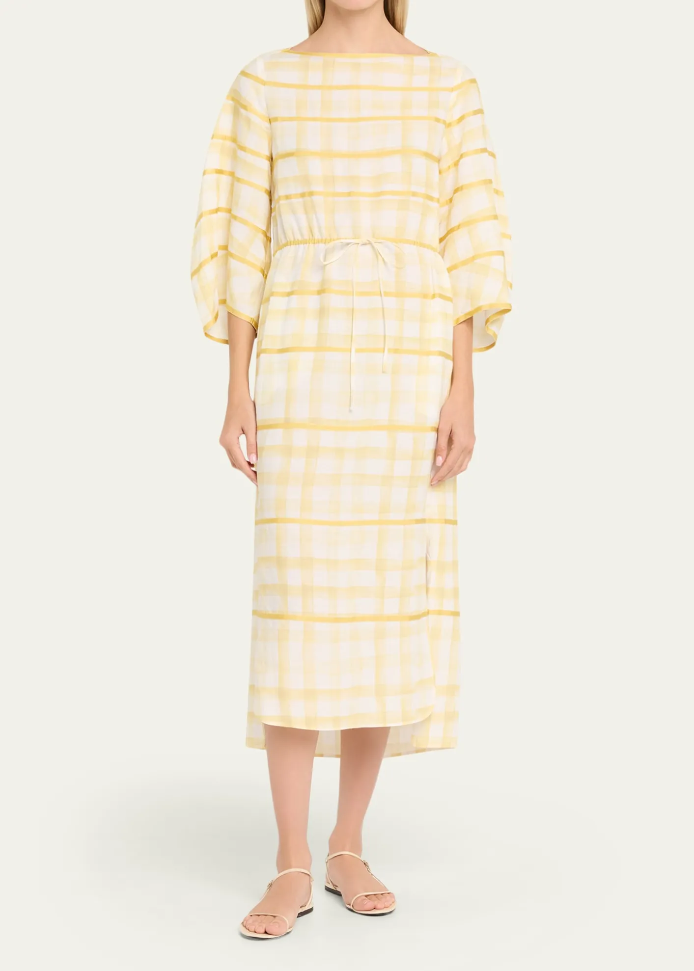 Rosie AssoulinRibbon-Embellished Plaid Midi Caftan