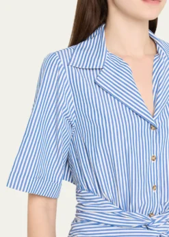 Rosie AssoulinStriped Tie High-Low Shirtdress
