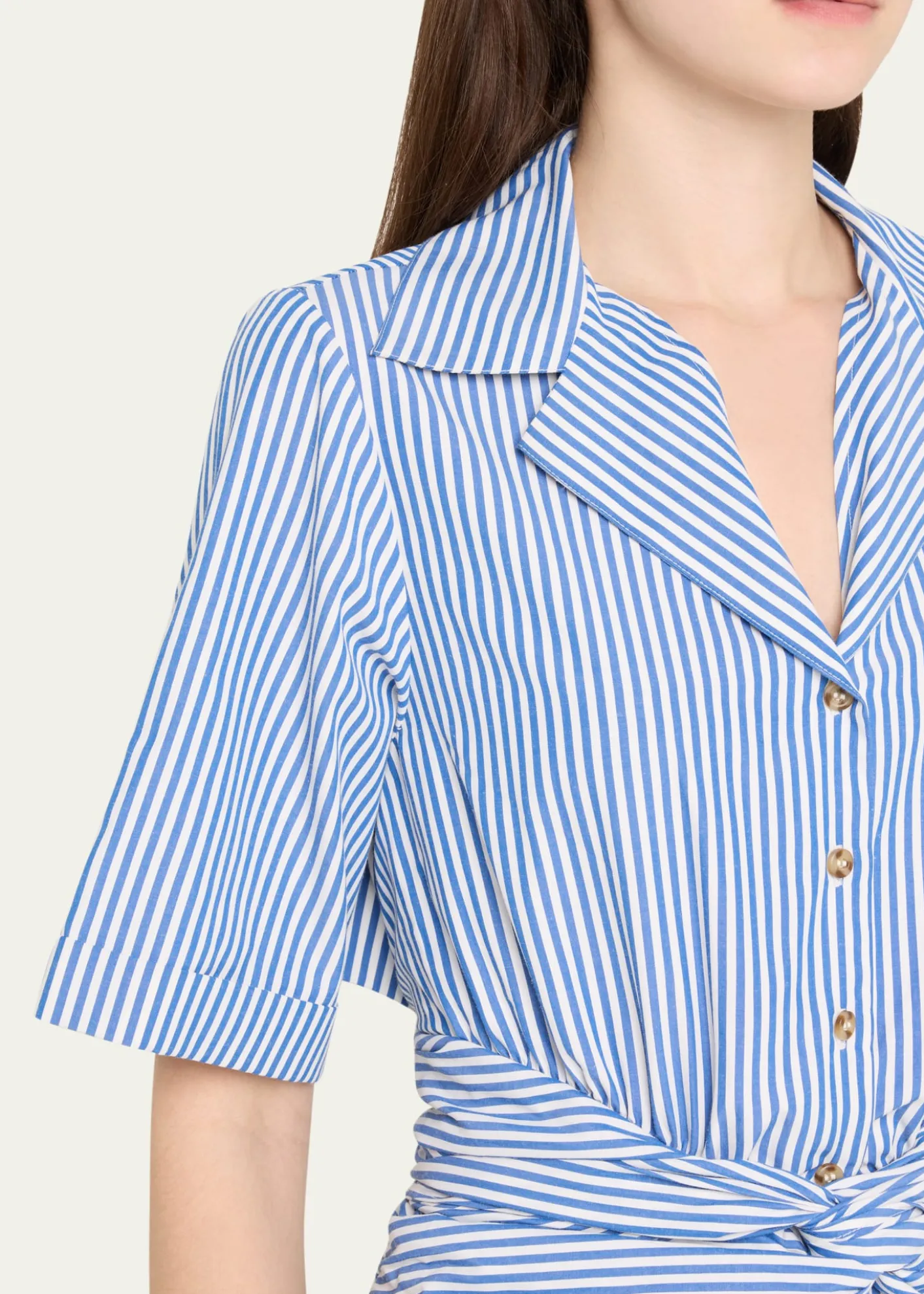 Rosie AssoulinStriped Tie High-Low Shirtdress