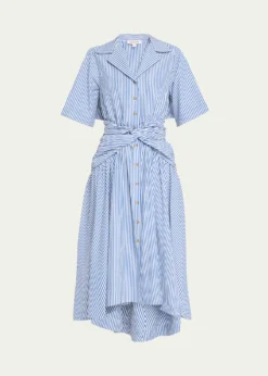 Rosie AssoulinStriped Tie High-Low Shirtdress