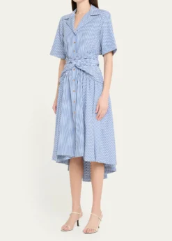Rosie AssoulinStriped Tie High-Low Shirtdress
