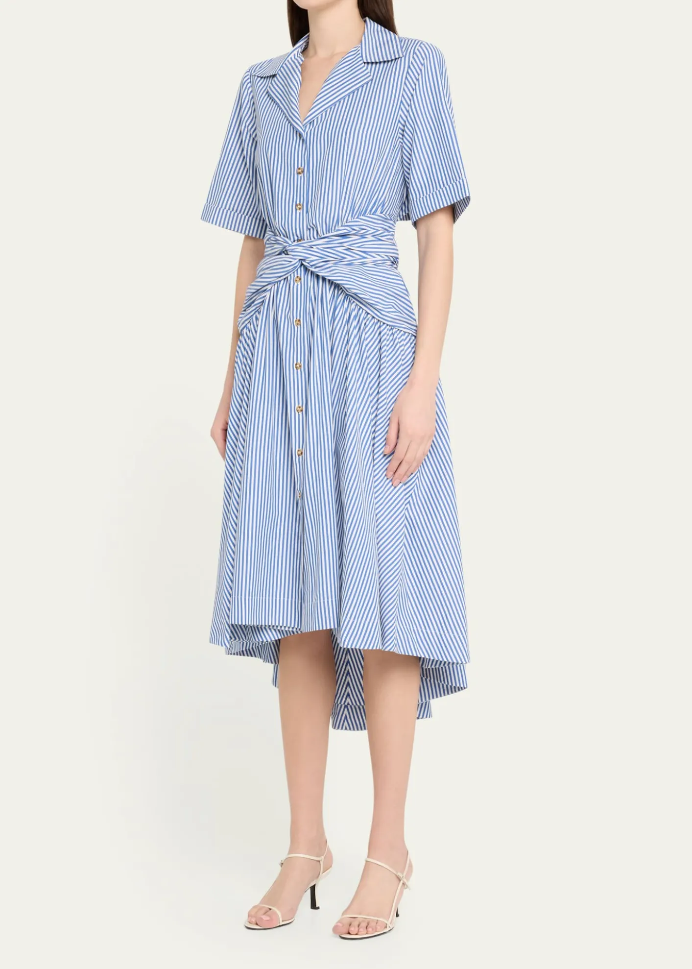 Rosie AssoulinStriped Tie High-Low Shirtdress