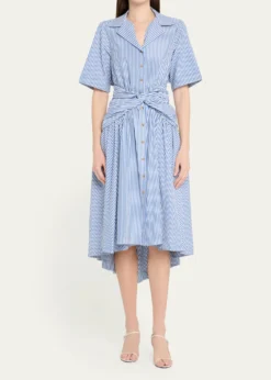 Rosie AssoulinStriped Tie High-Low Shirtdress