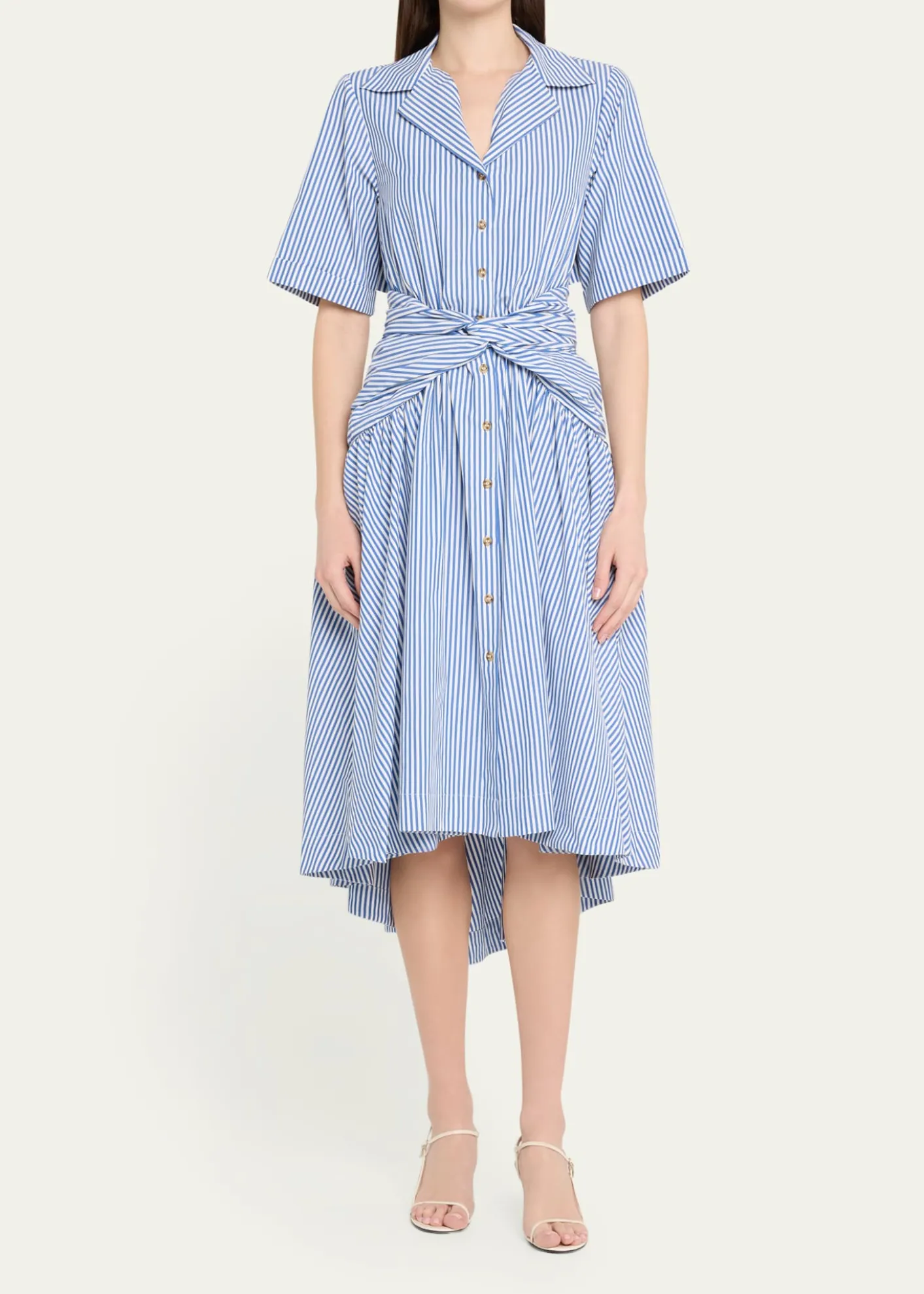 Rosie AssoulinStriped Tie High-Low Shirtdress