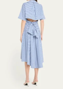 Rosie AssoulinStriped Tie High-Low Shirtdress
