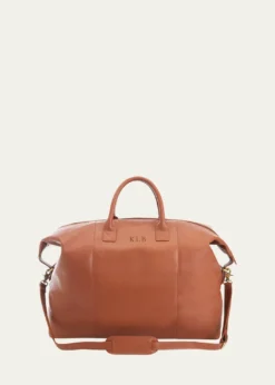 ROYCE New YorkMonogrammed Leather Weekender Duffel Bag, Personalized