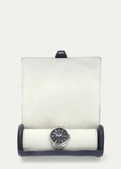 ROYCE New YorkMonogrammed Leather Travel Watch Roll, Personalized