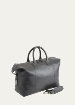 ROYCE New YorkMonogrammed Leather Duffel Bag with Suitcase Handle Strap