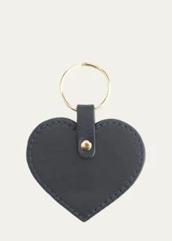 ROYCE New YorkMonogrammed Leather Heart-Shaped Key Chain, Personalized