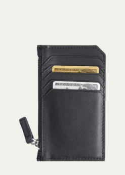 ROYCE New YorkMonogrammed Zippered Leather Credit Card Case, Personalized