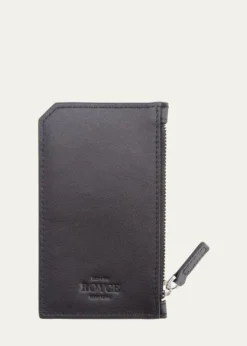 ROYCE New YorkMonogrammed Zippered Leather Credit Card Case, Personalized