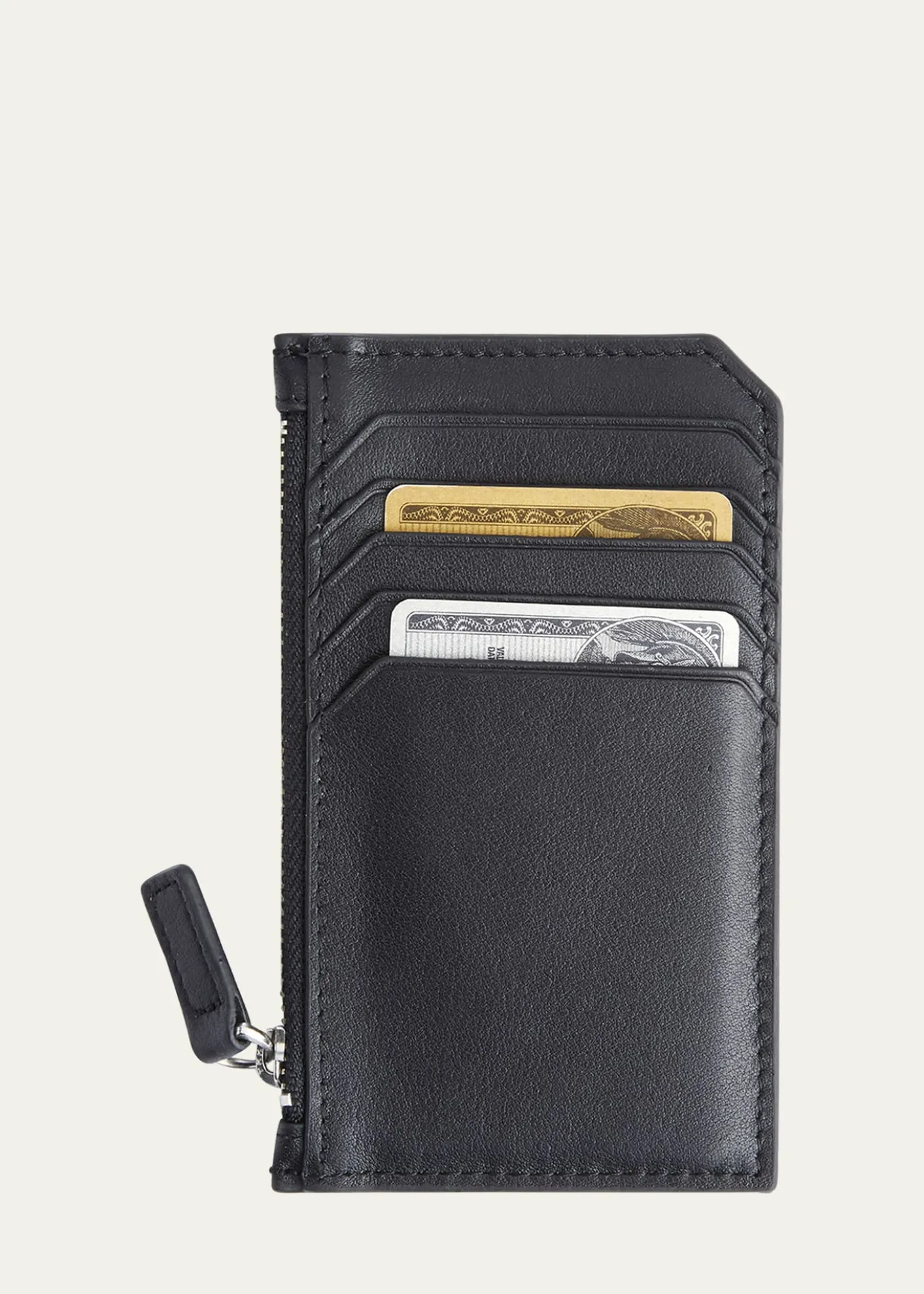 ROYCE New YorkMonogrammed Zippered Leather Credit Card Case, Personalized
