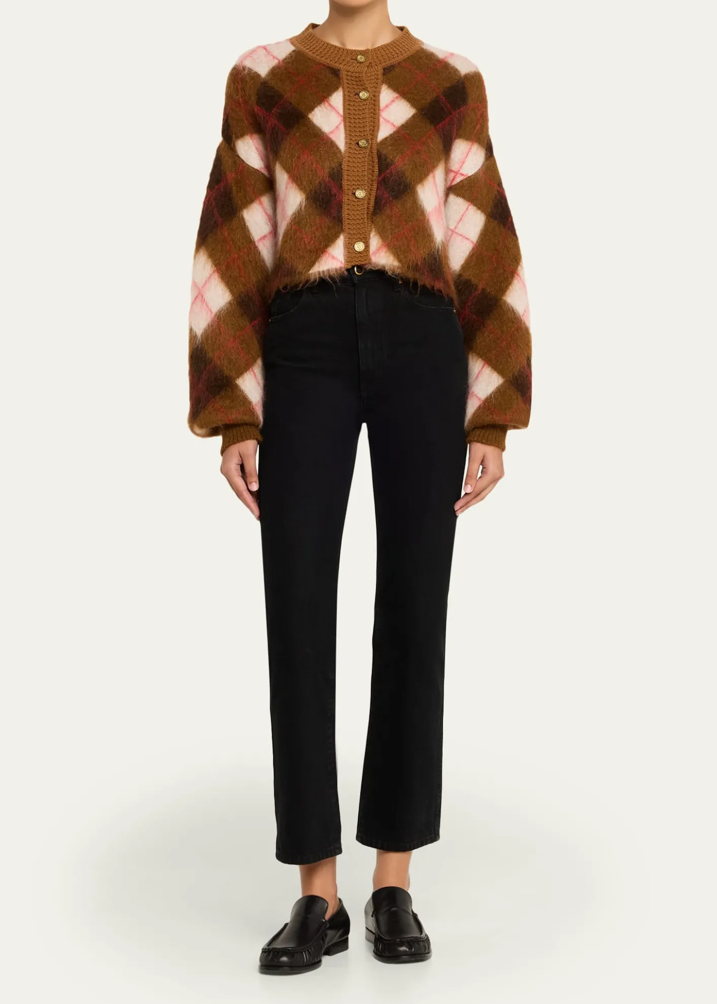 RUADHThe Blane Argyle Mohair Crewneck Cardigan