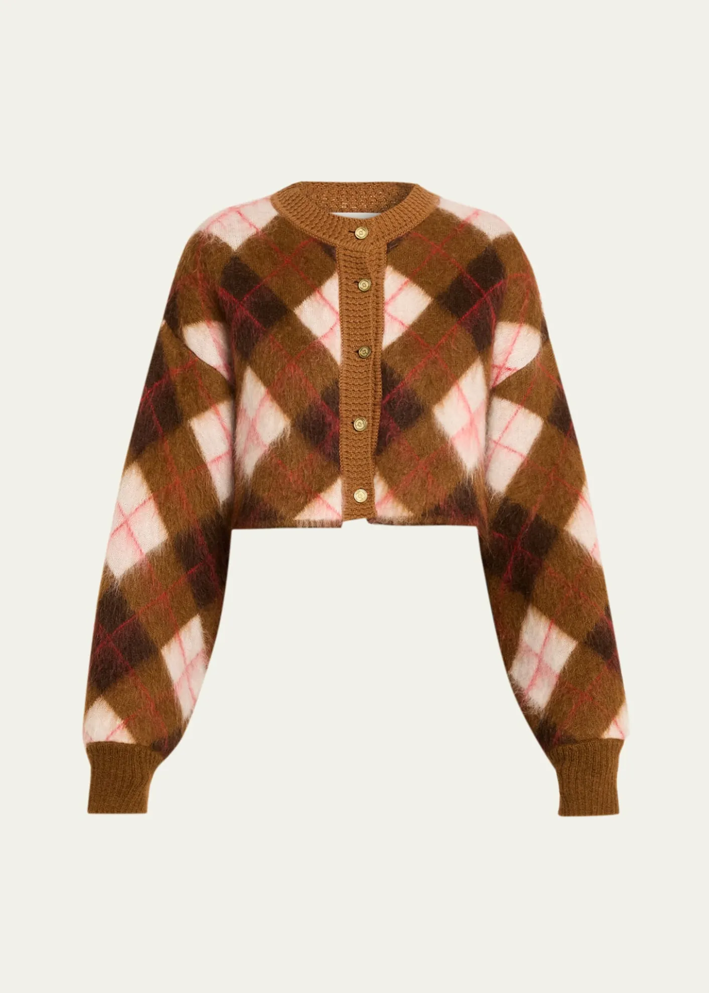 RUADHThe Blane Argyle Mohair Crewneck Cardigan