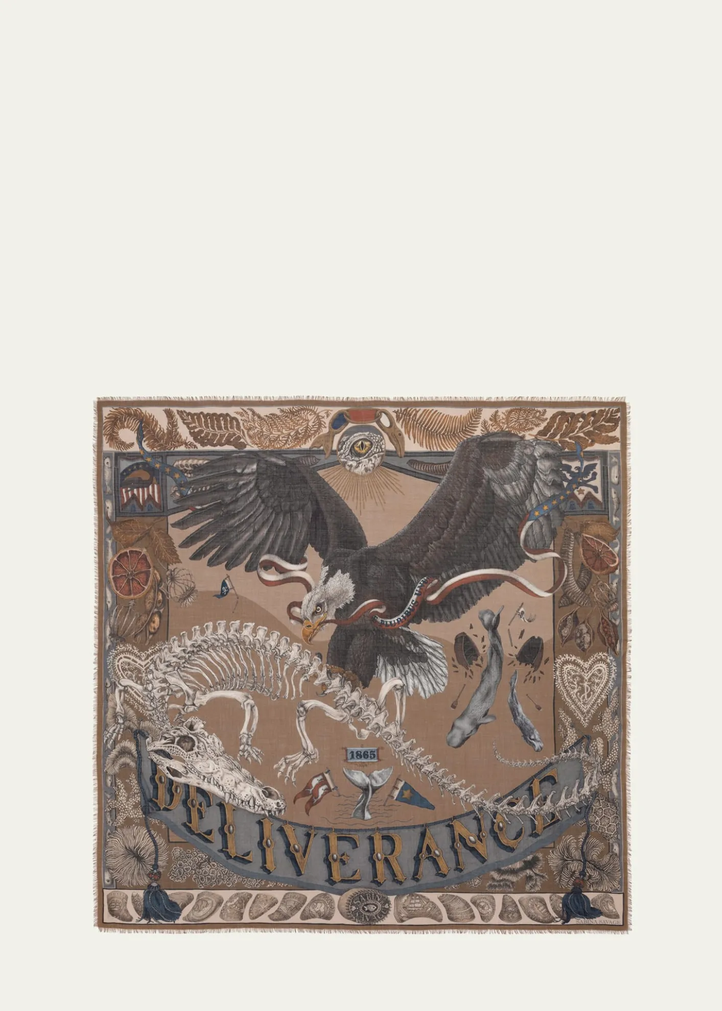 Sabina SavageThe Scrimshaw Skeleton Cashmere Scarf