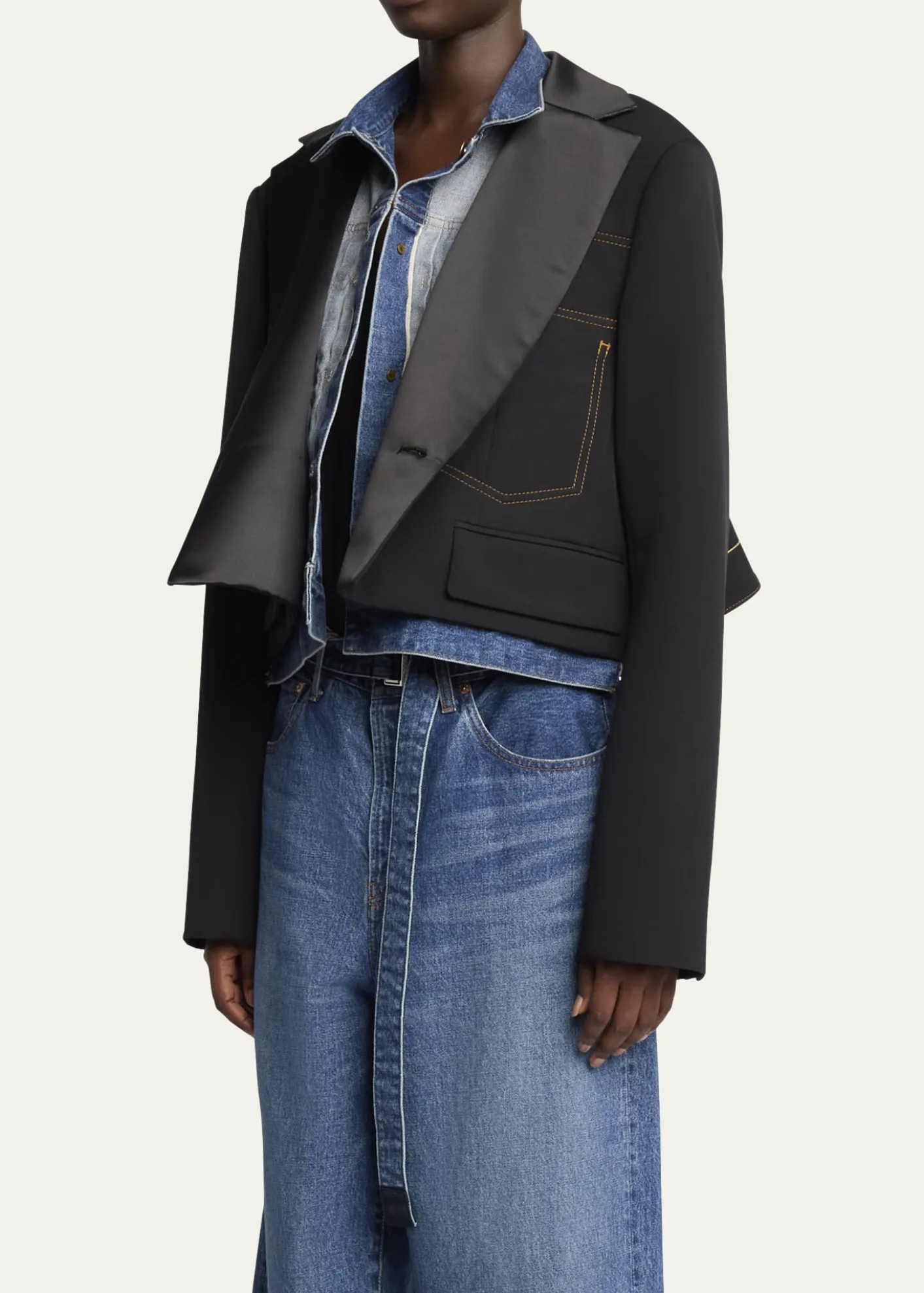 SACAILayered Wool Denim Jacket