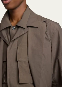 SACAIMen's Cotton Layered Shirt Jacket