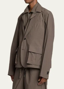 SACAIMen's Cotton Layered Shirt Jacket