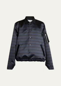 SACAIMen's Multi-Stripe Satin Blouson Jacket