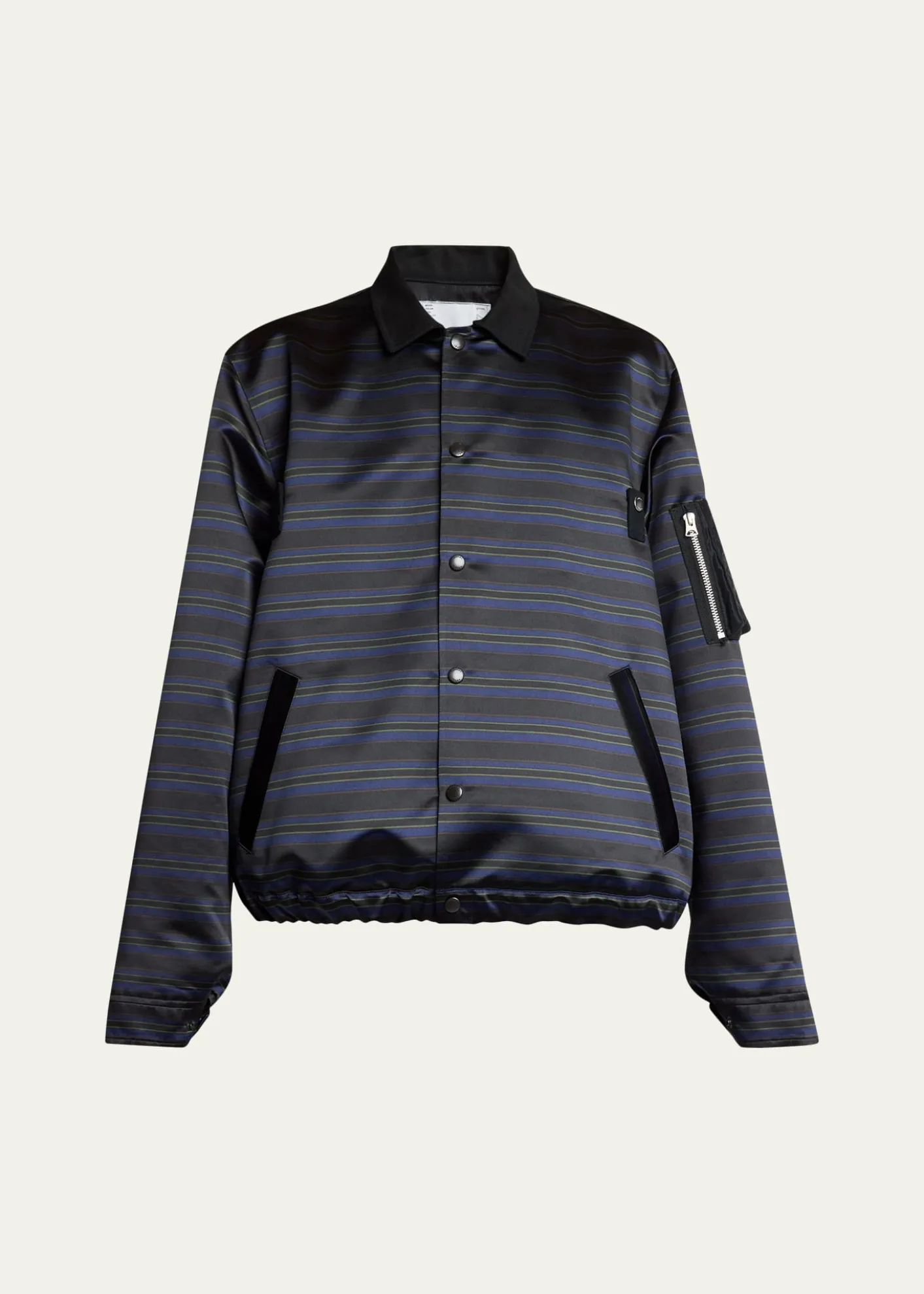 SACAIMen's Multi-Stripe Satin Blouson Jacket