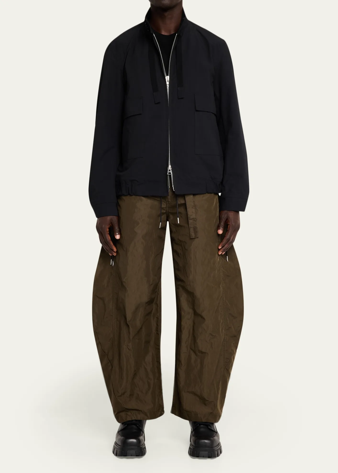 SACAIMen's Nylon Flap-Pocket Jacket