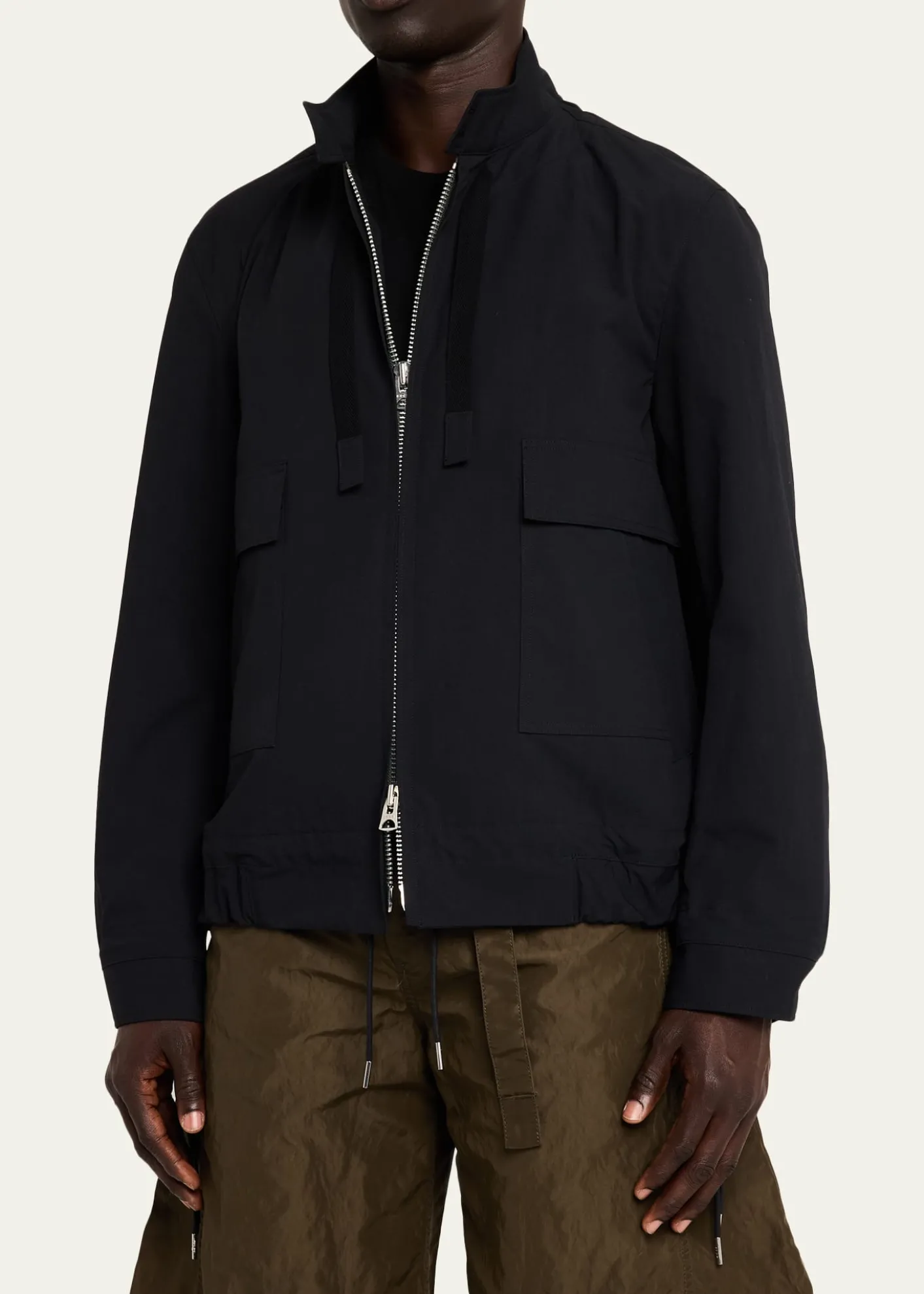 SACAIMen's Nylon Flap-Pocket Jacket