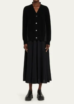 SACAIPleated-Back Rib-Knit Cardigan