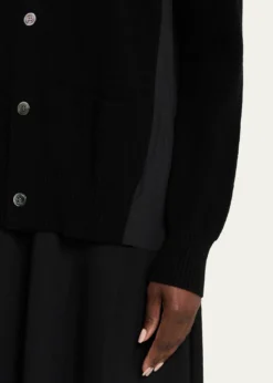 SACAIPleated-Back Rib-Knit Cardigan