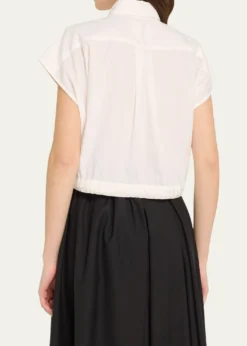 SACAIPoplin Drawsting Hem Cropped Shirt