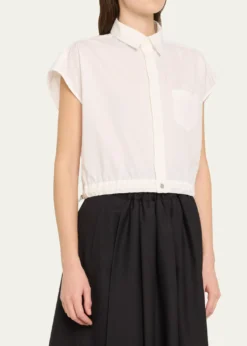 SACAIPoplin Drawsting Hem Cropped Shirt