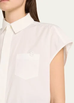 SACAIPoplin Drawsting Hem Cropped Shirt