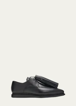 SACAITassel Leather Pointed-Toe Moccasins