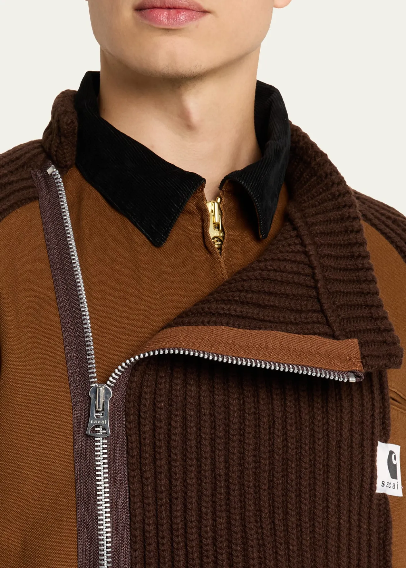 SACAI x CARHARTT WIPMen's Washed Duck & Wool Knit Blouson Jacket