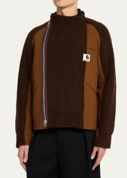 SACAI x CARHARTT WIPMen's Washed Duck & Wool Knit Blouson Jacket