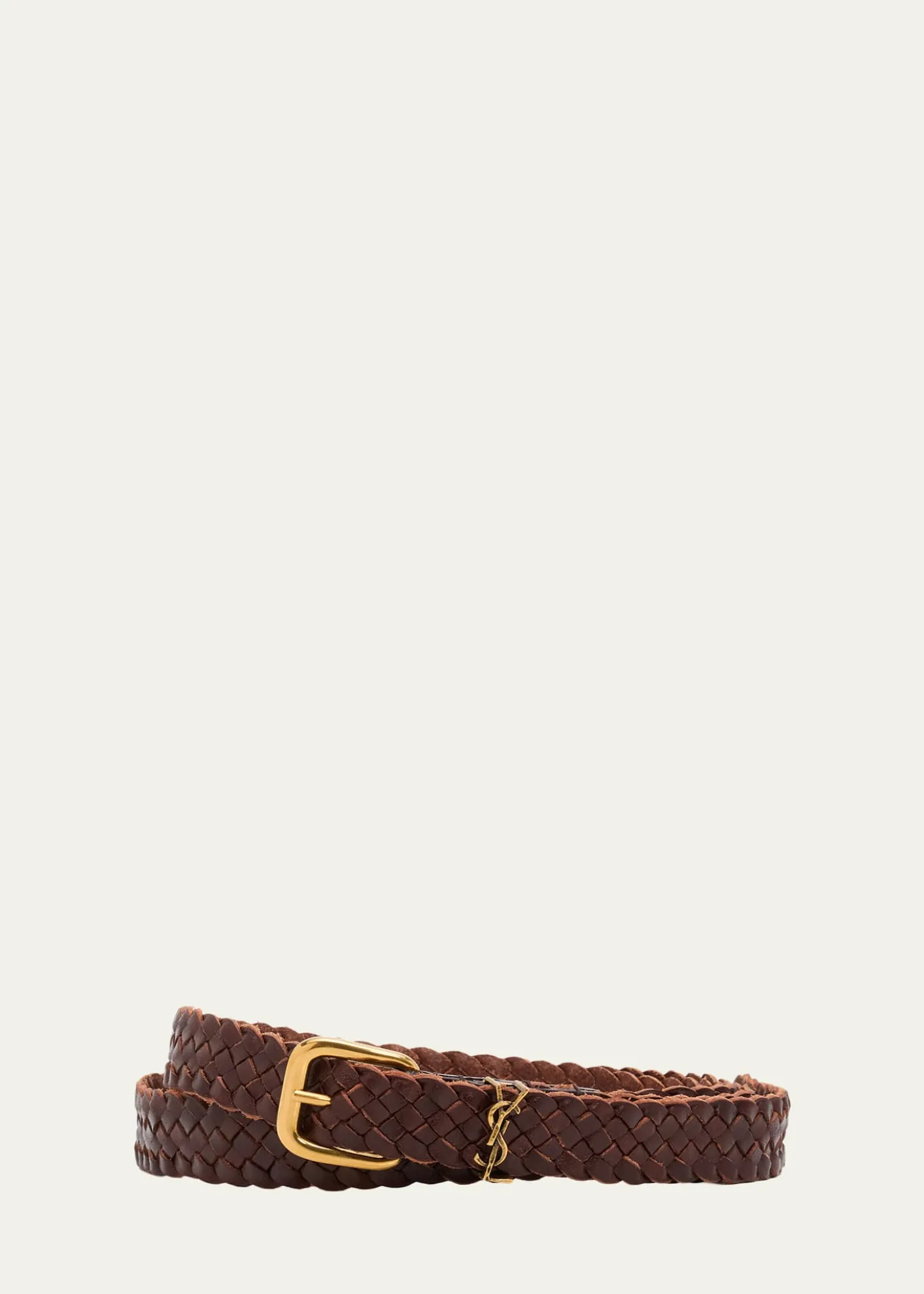 Saint LaurentMen's Braided Leather Roller-Buckle Belt