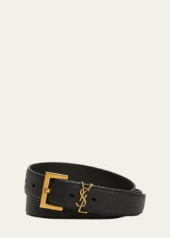 Saint LaurentMen's Monogramme Leather Belt