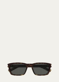 Saint LaurentMen's Rectangle Acetate Sunglasses with Logo Detail