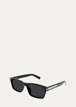 Saint LaurentMen's Rectangle Acetate Sunglasses with Logo Detail