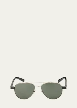 Saint LaurentMen's Sl 843-002 Double-Bridge Aviator Sunglasses