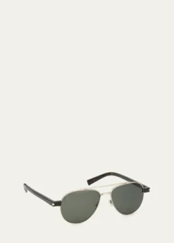Saint LaurentMen's Sl 843-002 Double-Bridge Aviator Sunglasses