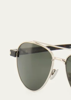 Saint LaurentMen's Sl 843-002 Double-Bridge Aviator Sunglasses