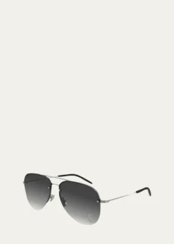 Saint LaurentYSL Semi-Rimless Metal Aviator Sunglasses