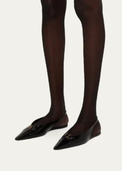 Saint LaurentBabylone Leather YSL Slingback Ballerina Flats