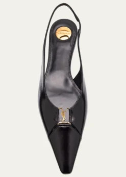 Saint LaurentBabylone Leather YSL Slingback Ballerina Flats
